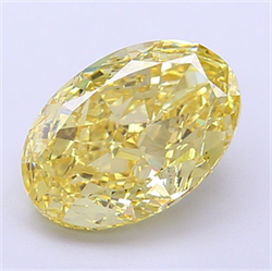 Picture of Lab Grown Diamond 3.04 Carats, Oval with  Cut, Fancy Intense Yellow Color, VVS2 Clarity and Certified by IGI
