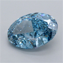 Picture of Lab Grown Diamond 1.95 Carats, Oval with  Cut, Fancy Vivid Blue Color, VS1 Clarity and Certified by IGI