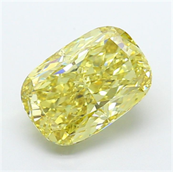 Picture of Lab Grown Diamond 4.53 Carats, CUSHION MODIFIED with  Cut, Fancy Intense Yellow Color, VS1 Clarity and Certified by IGI
