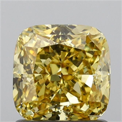 Picture of Lab Grown Diamond 1.33 Carats, CUSHION MODIFIED with  Cut, Fancy Intense Yellow Color, VS1 Clarity and Certified by IGI