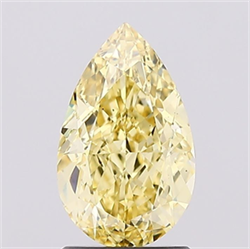 Picture of Lab Grown Diamond 1.73 Carats, Pear with  Cut, Fancy Vivid Yellow Color, VS2 Clarity and Certified by IGI