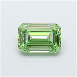 Picture of Lab Grown Diamond 1.22 Carats, Emerald with  Cut, Fancy Vivid Green Color, VVS2 Clarity and Certified by IGI