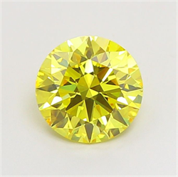 Picture of Lab Grown Diamond 1.60 Carats, Round with Ideal Cut, Fancy Vivid Yellow Color, VVS1 Clarity and Certified by IGI