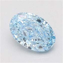 Picture of Lab Grown Diamond 1.53 Carats, Oval with  Cut, Fancy Vivid Blue Color, VS1 Clarity and Certified by IGI