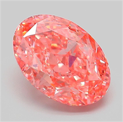 Picture of Lab Grown Diamond 3.23 Carats, Oval with  Cut, Fancy Vivid Pink Color, VS1 Clarity and Certified by IGI