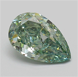 Picture of Lab Grown Diamond 1.57 Carats, Pear with  Cut, Fancy Vivid Green Color, VS1 Clarity and Certified by IGI