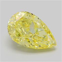 Picture of Lab Grown Diamond 5.05 Carats, Pear with  Cut, Fancy Vivid Yellow Color, VVS2 Clarity and Certified by IGI