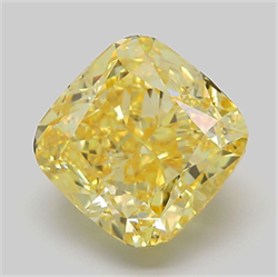 Picture of Lab Grown Diamond 5.36 Carats, CUSHION MODIFIED with  Cut, Fancy Vivid Yellow Color, VS1 Clarity and Certified by IGI