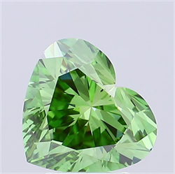 Picture of Lab Grown Diamond 3.01 Carats, Heart with  Cut, Fancy Vivid Green Color, VS1 Clarity and Certified by IGI