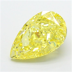Picture of Lab Grown Diamond 3.09 Carats, Pear with  Cut, Fancy Vivid Yellow Color, VVS2 Clarity and Certified by IGI