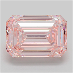 Picture of Lab Grown Diamond 10.09 Carats, Emerald with  Cut, Fancy Intense Pink Color, VS1 Clarity and Certified by IGI