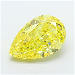 Picture of Lab Grown Diamond 6.00 Carats, Pear with  Cut, Fancy Vivid Yellow Color, VS2 Clarity and Certified by IGI