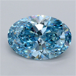 Picture of Lab Grown Diamond 2.06 Carats, Oval with  Cut, Fancy Vivid Blue Color, VVS1 Clarity and Certified by IGI