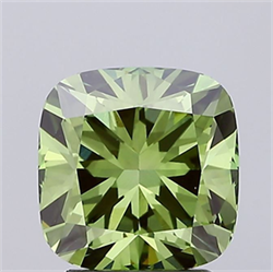 Picture of Lab Grown Diamond 2.57 Carats, Cushion with  Cut, Fancy Vivid Green Color, VVS2 Clarity and Certified by IGI