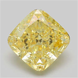Picture of Lab Grown Diamond 3.09 Carats, CUSHION MODIFIED with  Cut, Fancy Vivid Yellow Color, VVS2 Clarity and Certified by IGI