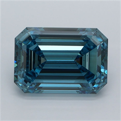 Picture of Lab Grown Diamond 3.06 Carats, Emerald with  Cut, Fancy Intense Blue Color, VS1 Clarity and Certified by IGI