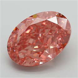 Picture of Lab Grown Diamond 4.74 Carats, Oval with  Cut, Fancy Vivid Pink Color, VVS2 Clarity and Certified by IGI