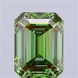 Picture of Lab Grown Diamond 4.08 Carats, Emerald with  Cut, Fancy Vivid Green Color, VS2 Clarity and Certified by IGI