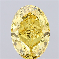 Picture of Lab Grown Diamond 3.03 Carats, Oval with  Cut, Fancy Vivid Yellow Color, VS1 Clarity and Certified by IGI