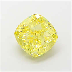 Picture of Lab Grown Diamond 2.57 Carats, CUSHION MODIFIED with  Cut, Fancy Vivid Yellow Color, VS2 Clarity and Certified by IGI