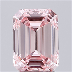 Picture of Lab Grown Diamond 2.03 Carats, Emerald with  Cut, Fancy Intense Pink Color, VVS2 Clarity and Certified by IGI