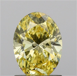 Picture of Lab Grown Diamond 1.24 Carats, Oval with  Cut, Fancy Vivid Yellow Color, VS1 Clarity and Certified by IGI
