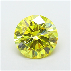 Picture of Lab Grown Diamond 2.53 Carats, Round with Ideal Cut, Fancy Vivid Yellow Color, VVS2 Clarity and Certified by IGI