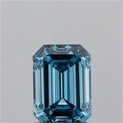 Picture of Lab Grown Diamond 1.26 Carats, Emerald with  Cut, Fancy Vivid Blue Color, VS1 Clarity and Certified by IGI