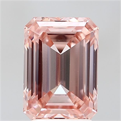 Picture of Lab Grown Diamond 3.03 Carats, Emerald with  Cut, Fancy Intense Pink Color, VVS2 Clarity and Certified by IGI