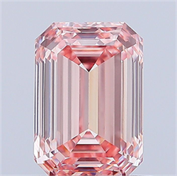 Picture of Lab Grown Diamond 1.30 Carats, Emerald with  Cut, Fancy Intense Pink Color, VVS2 Clarity and Certified by IGI
