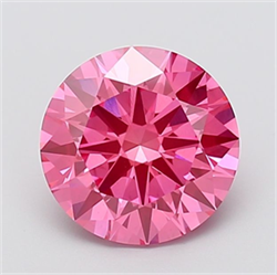 Picture of Lab Grown Diamond 3.00 Carats, Round with Excellent Cut, Fancy Vivid Pink Color, VS1 Clarity and Certified by IGI