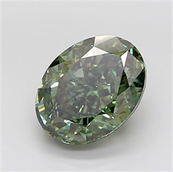 Picture of Lab Grown Diamond 6.03 Carats, Oval with  Cut, Fancy Vivid Green Color, VS1 Clarity and Certified by IGI