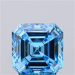 Picture of Lab Grown Diamond 2.01 Carats, Asscher with  Cut, Fancy Vivid Blue Color, VS1 Clarity and Certified by IGI