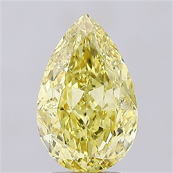 Picture of Lab Grown Diamond 3.32 Carats, Pear with  Cut, Fancy Intense Yellow Color, VS1 Clarity and Certified by IGI