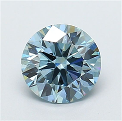 Picture of Lab Grown Diamond 1.27 Carats, Round with Ideal Cut, Fancy Vivid Blue Color, VS2 Clarity and Certified by IGI