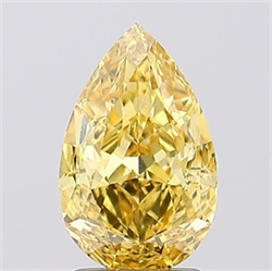 Picture of Lab Grown Diamond 2.22 Carats, Pear with  Cut, Fancy Vivid Yellow Color, VS2 Clarity and Certified by IGI