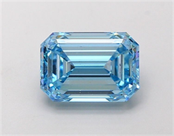 Picture of Lab Grown Diamond 1.53 Carats, Emerald with  Cut, Fancy Vivid Blue Color, VS2 Clarity and Certified by IGI
