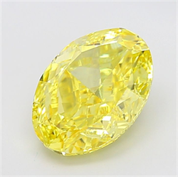 Picture of Lab Grown Diamond 5.00 Carats, Oval with  Cut, Fancy Vivid Yellow Color, VS1 Clarity and Certified by IGI