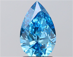 Picture of Lab Grown Diamond 1.96 Carats, Pear with  Cut, Fancy Vivid Blue Color, VS2 Clarity and Certified by IGI