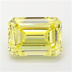 Picture of Lab Grown Diamond 3.53 Carats, Emerald with  Cut, Fancy Intense Yellow Color, VS2 Clarity and Certified by IGI