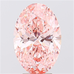 Picture of Lab Grown Diamond 4.15 Carats, Oval with  Cut, Fancy Vivid Pink Color, VS1 Clarity and Certified by IGI