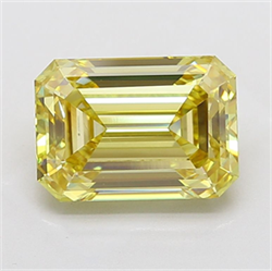 Picture of Lab Grown Diamond 6.52 Carats, Emerald with  Cut, Fancy Intense Yellow Color, VS1 Clarity and Certified by IGI