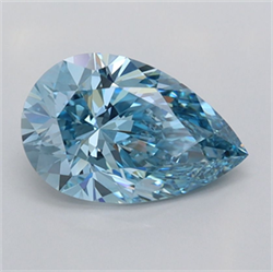 Picture of Lab Grown Diamond 1.40 Carats, Pear with  Cut, Fancy Vivid Blue Color, VVS1 Clarity and Certified by IGI