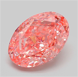 Picture of Lab Grown Diamond 3.13 Carats, Oval with  Cut, Fancy Vivid Pink Color, VS1 Clarity and Certified by IGI