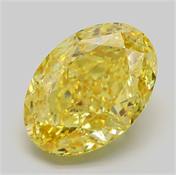 Picture of Lab Grown Diamond 6.47 Carats, Oval with  Cut, Fancy Vivid Yellow Color, VS2 Clarity and Certified by IGI