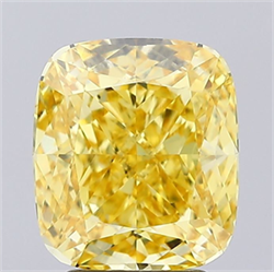 Picture of Lab Grown Diamond 3.22 Carats, CUSHION MODIFIED with  Cut, Fancy Vivid Yellow Color, VVS2 Clarity and Certified by IGI