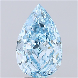 Picture of Lab Grown Diamond 3.02 Carats, Pear with  Cut, Fancy Vivid Blue Color, VS1 Clarity and Certified by IGI