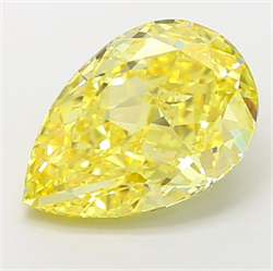 Picture of Lab Grown Diamond 5.31 Carats, Pear with  Cut, Fancy Vivid Yellow Color, VS2 Clarity and Certified by IGI