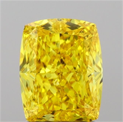Picture of Lab Grown Diamond 1.59 Carats, CUSHION MODIFIED with  Cut, Fancy Vivid Yellow Color, VS1 Clarity and Certified by IGI