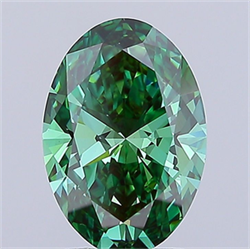 Picture of Lab Grown Diamond 2.73 Carats, Oval with  Cut, Fancy Vivid Green Color, VS1 Clarity and Certified by IGI